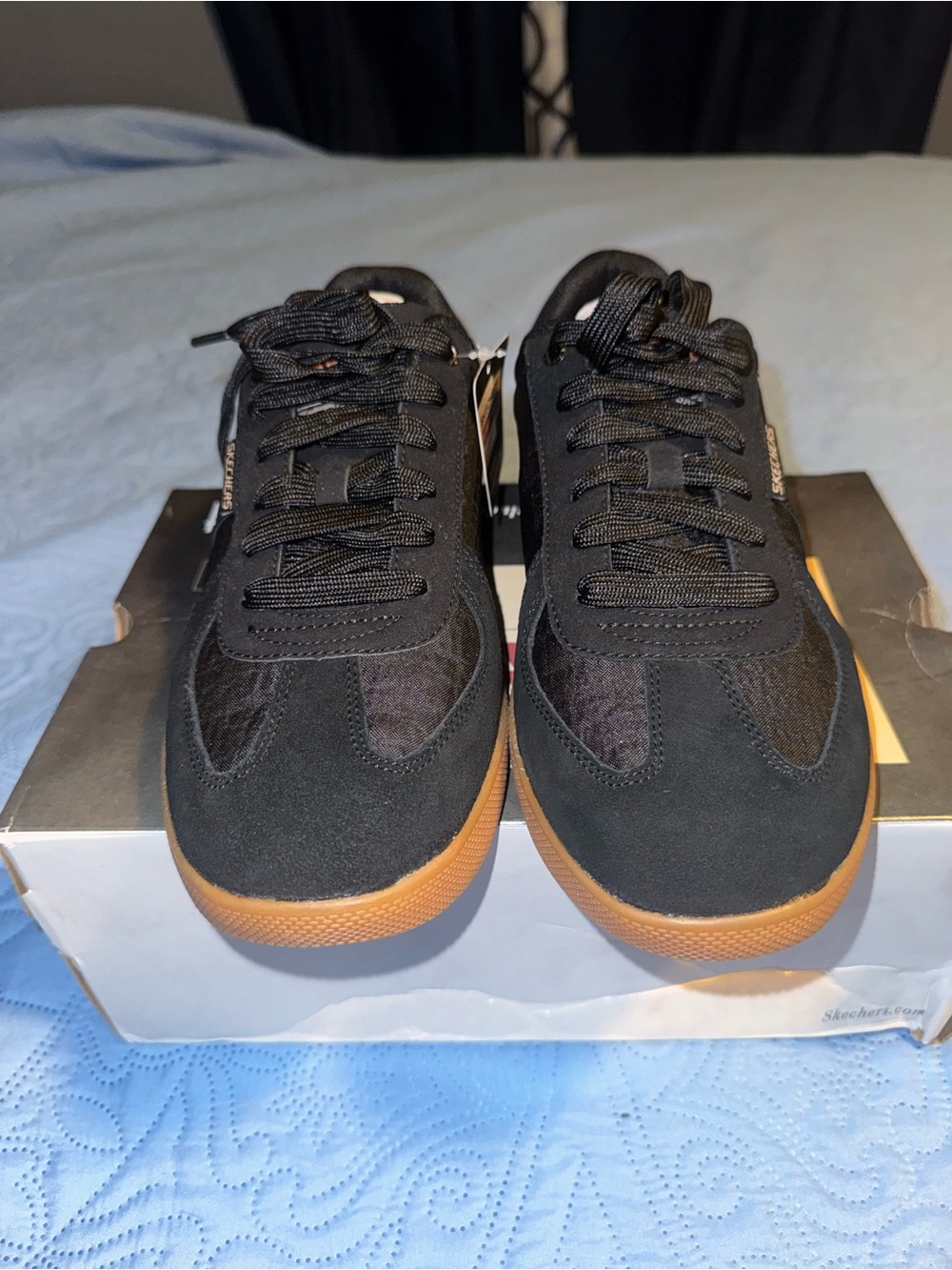 Skechers Men’s Black Suede Sneakers with Gum Sole